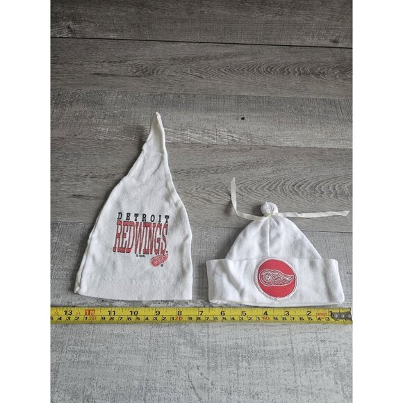 Vtg Infant Size NHL Detroit Red Wings Hat Lot Beanie Newborn 0-3 Months 1990s - Picture 6 of 11